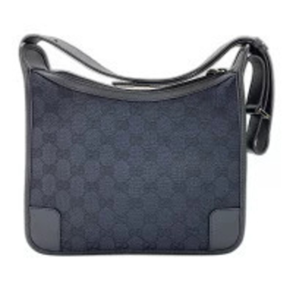 Gucci black GG canvas shoulder bag matching leather